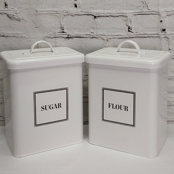 MARTHA STEWART WHITE ENAMEL CANISTER TWO PIECE SET - Picture 16 of 16